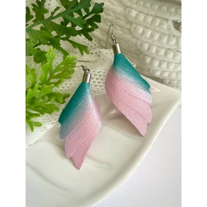 Angyalszárny fülbevaló - rózsaszín/türkizzöld Angyalszárny fülbevaló - rózsaszín/türkizzöld