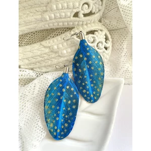 Angyalszárny tollmintás fülbevaló - türkizkék Angyalszárny tollmintás fülbevaló - türkizkék