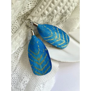 Angyalszárny tollmintás fülbevaló 2  - türkizkék Angyalszárny tollmintás fülbevaló 2  - türkizkék