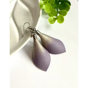 Sziromlevél fülbevaló - fehérarany/lila