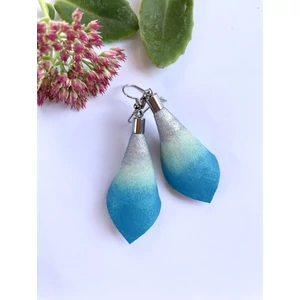 Sziromlevél fülbevaló átmenetes - ezüst/kék