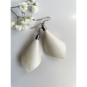 Sziromlevél fülbevaló - csillogó fehér