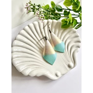 Sziromlevél fülbevaló átmenetes - fehér-fehérarany-türkizkék