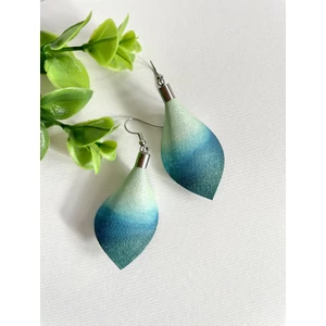 Sziromlevél fülbevaló átmenetes - menta/mélytürkiz