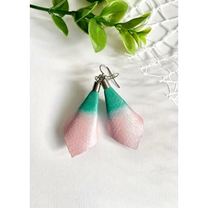 Sziromlevél fülbevaló átmenetes - Türkiz/rózsaszín