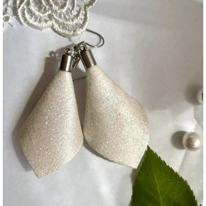 Extra csillogó sziromlevél fülbevaló - fehér Extra csillogó sziromlevél fülbevaló - fehér