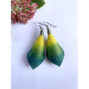 Sziromlevél fülbevaló átmenetes - sárga/zöld