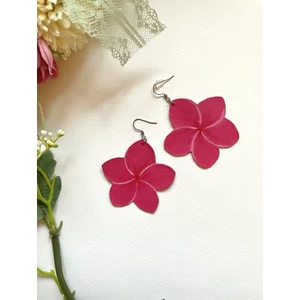 Pink kézzel festett hawaii rózsa fülbevaló