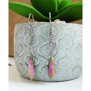 Életfolyó fülbevaló csillogó rózsaszín/zöld