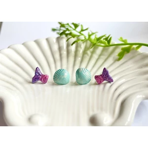 Mese szett fülbevaló - Sellő és kagyló 2. (fémmentes változatban is kérheted)