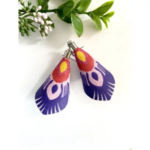 Lila népi mintás fülbevaló