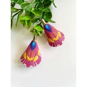 Rózsaszín népi mintás fülbevaló-kicsi