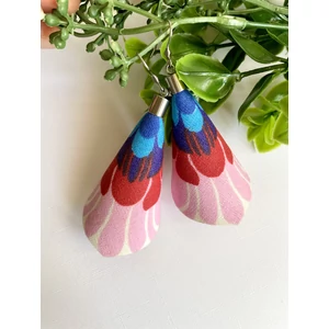 Halvány rózsaszín népi mintás fülbevaló