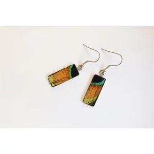 Pávatoll mintázatú téglalap fülbevaló