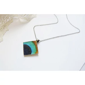 Pávatoll nyaklánc négyzet medállal