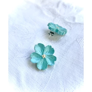 Türkiz virágos fülbevaló