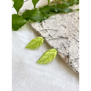 Világos zöld csillogó levél fülbevaló
