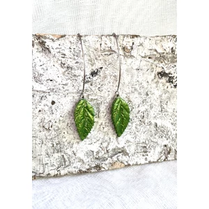 Sötétzöld csillogó levél fülbevaló