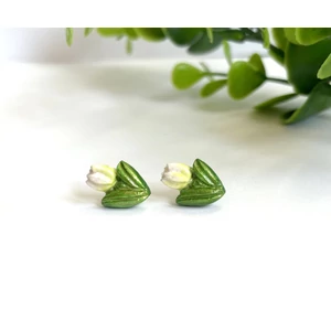 Tulipán fülbevaló - fehér (fémmentes változatban is kérheted)