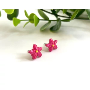 Kis virág fülbevaló - pink (fémmentes változatban is kérheted)