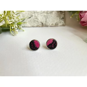 Fekete-rózsaszín csipke fülbevaló - kerek Fekete-rózsaszín csipke fülbevaló - kerek