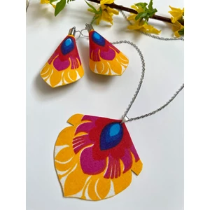 Életvidám sárga fülbevaló és nyaklánc szett Életvidám sárga fülbevaló és nyaklánc szett