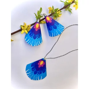 Türkiz fülbevaló és nyaklánc szett