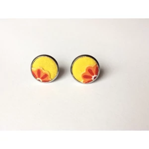 Sárga, virágos bedugós fülbevaló