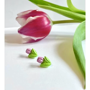 Tulipán fülbevaló - rózsaszín (fémmentes változatban is kérheted)