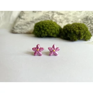 Kis virág fülbevaló - rózsaszín (fémmentes változatban is kérheted)