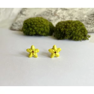 Kis virág fülbevaló - citromsárga (fémmentes változatban is kérheted)