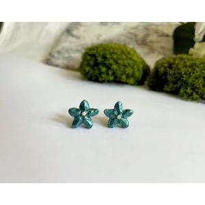 Kis virág fülbevaló - petrolkék (fémmentes változatban is kérheted)