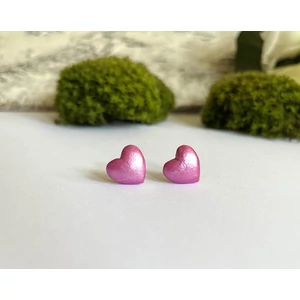 Szívecske fülbevaló - rózsaszín  (fémmentes változatban is kérheted)
