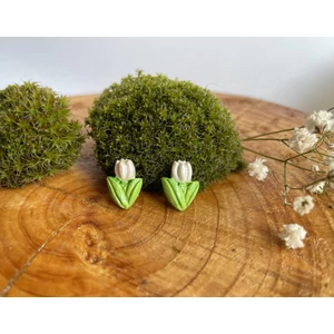 Tulipán fülbevaló - fehér (fémmentes változatban is kérheted)