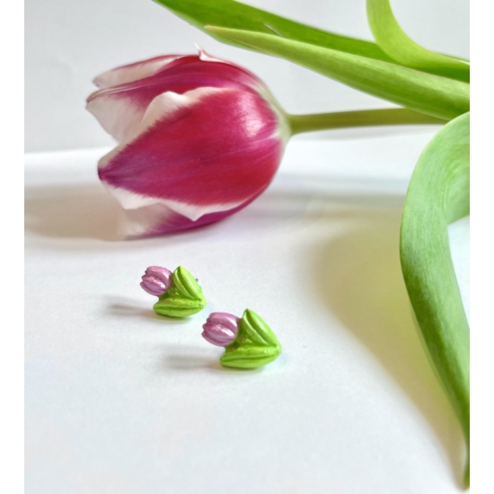 Tulipán fülbevaló - rózsaszín