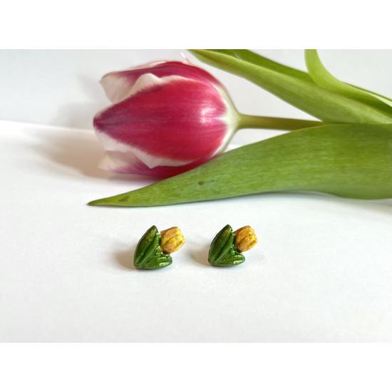 Tulipán fülbevaló - sárga