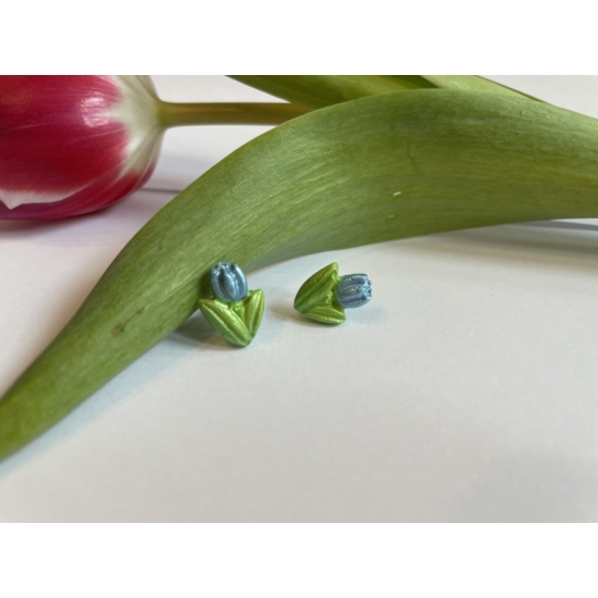 Tulipán fülbevaló - kék