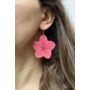 Kép 3/3 - Pink kézzel festett hawaii rózsa fülbevaló