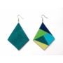 Kép 3/4 - Geometriai mintás "kék és zöld" fülbevaló