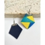 Kép 4/4 - Geometriai mintás "kék - sárga" fülbevaló