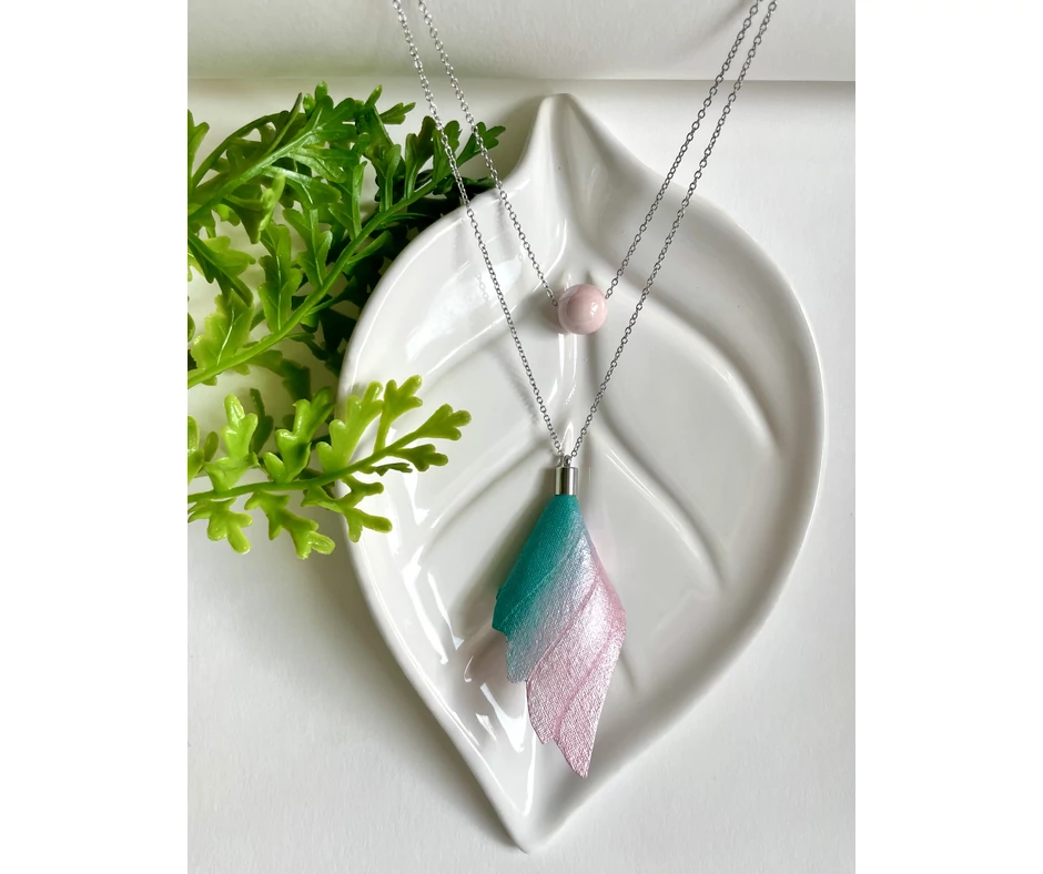Angyalszárny nyaklánc- rózsaszín/türkiz