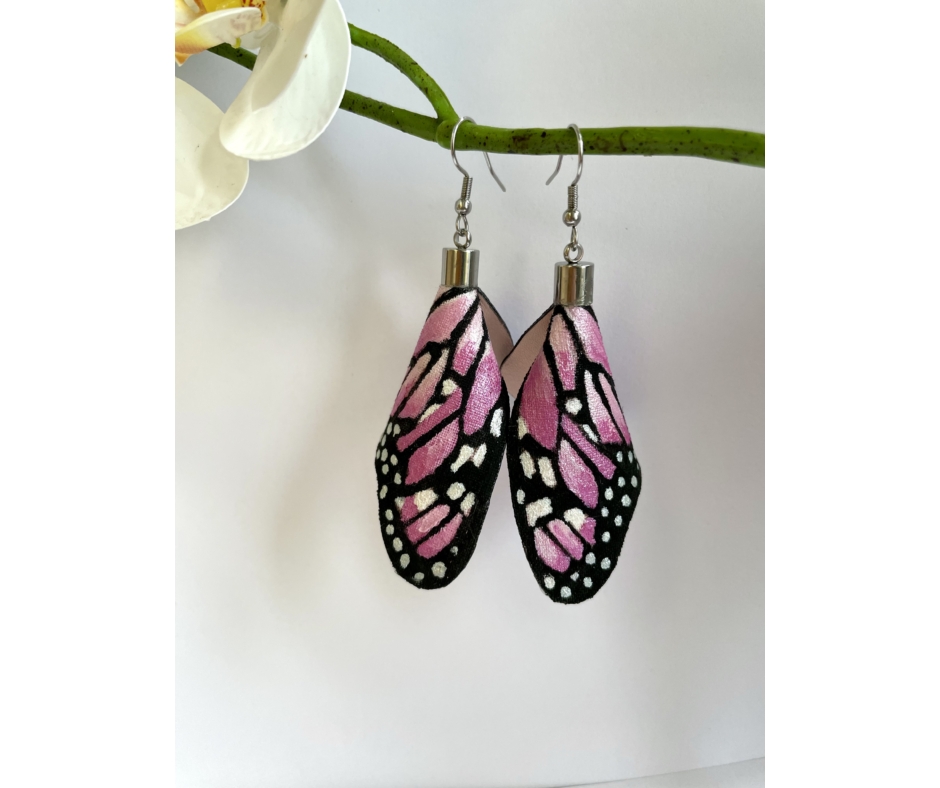 Rózsaszín pillangó fülbevaló